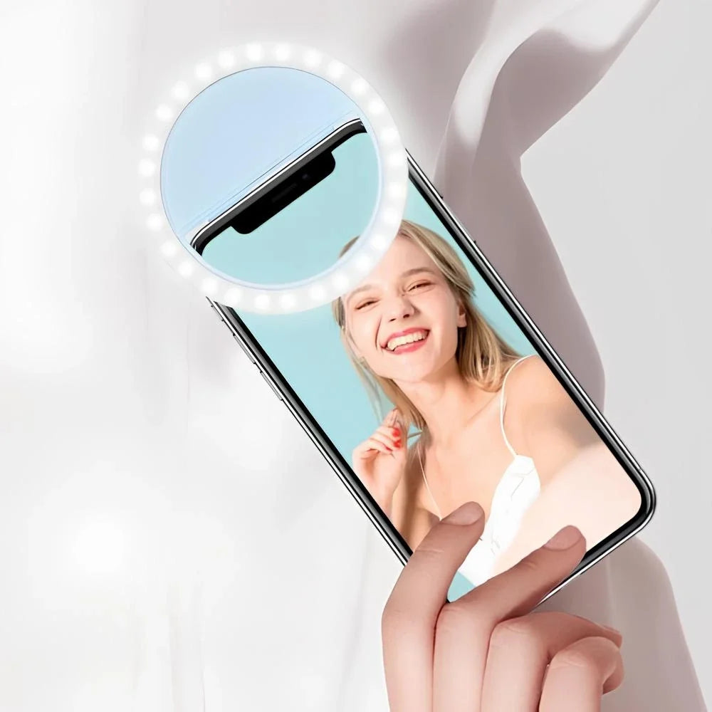 Kompaktes Selfie-Ringlicht mit Clip und einstellbarer Helligkeit