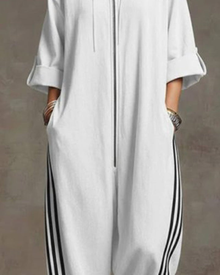 Leonora | Striped tracksuit, sporty style with zip