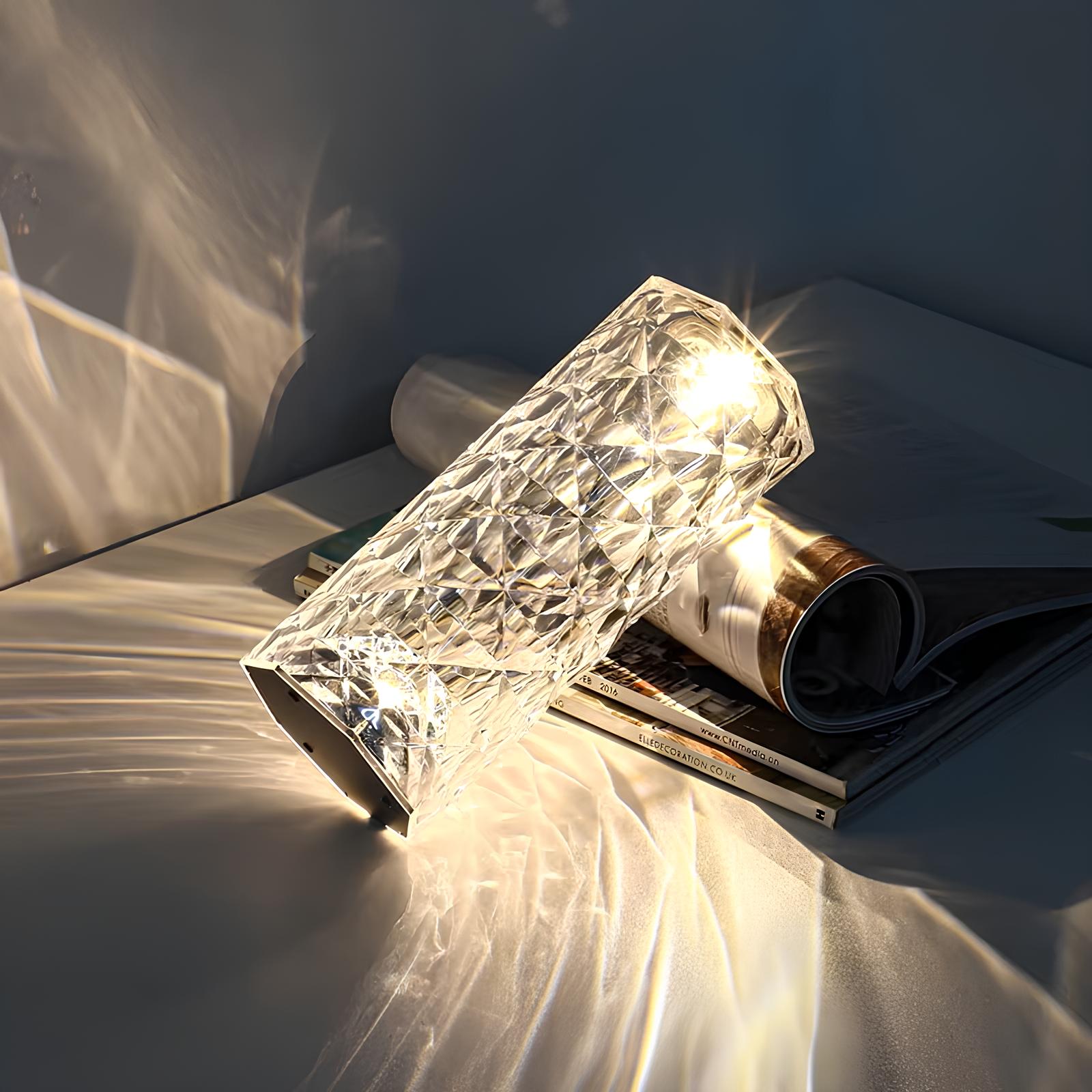 Kristall-Tischlampe mit Farbwechsel und Touchsteuerung