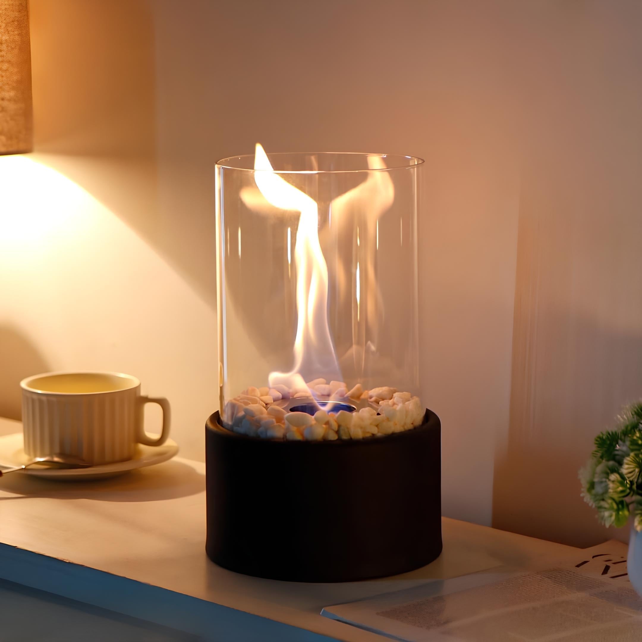 Everlasting Flame™ Öllampe mit Glaszylinder und Dekosteinen