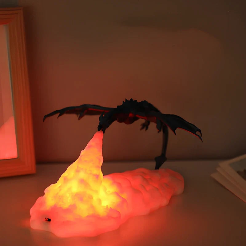 Dracarys Drachenlicht 3D Nachtlicht mit Flammeneffekt, kabellos