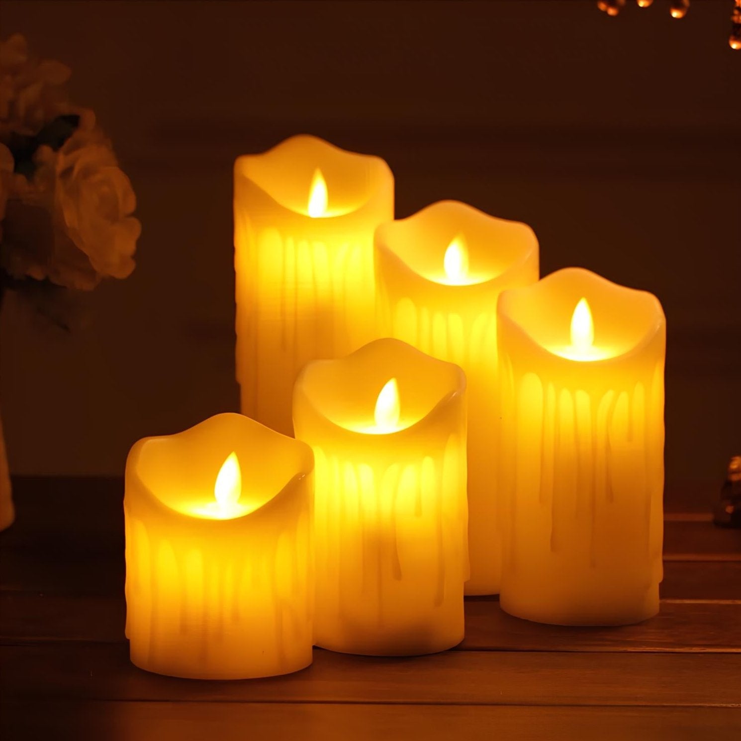 Flammenlose LED-Blockkerzen und Kürbis-Kerzen Set