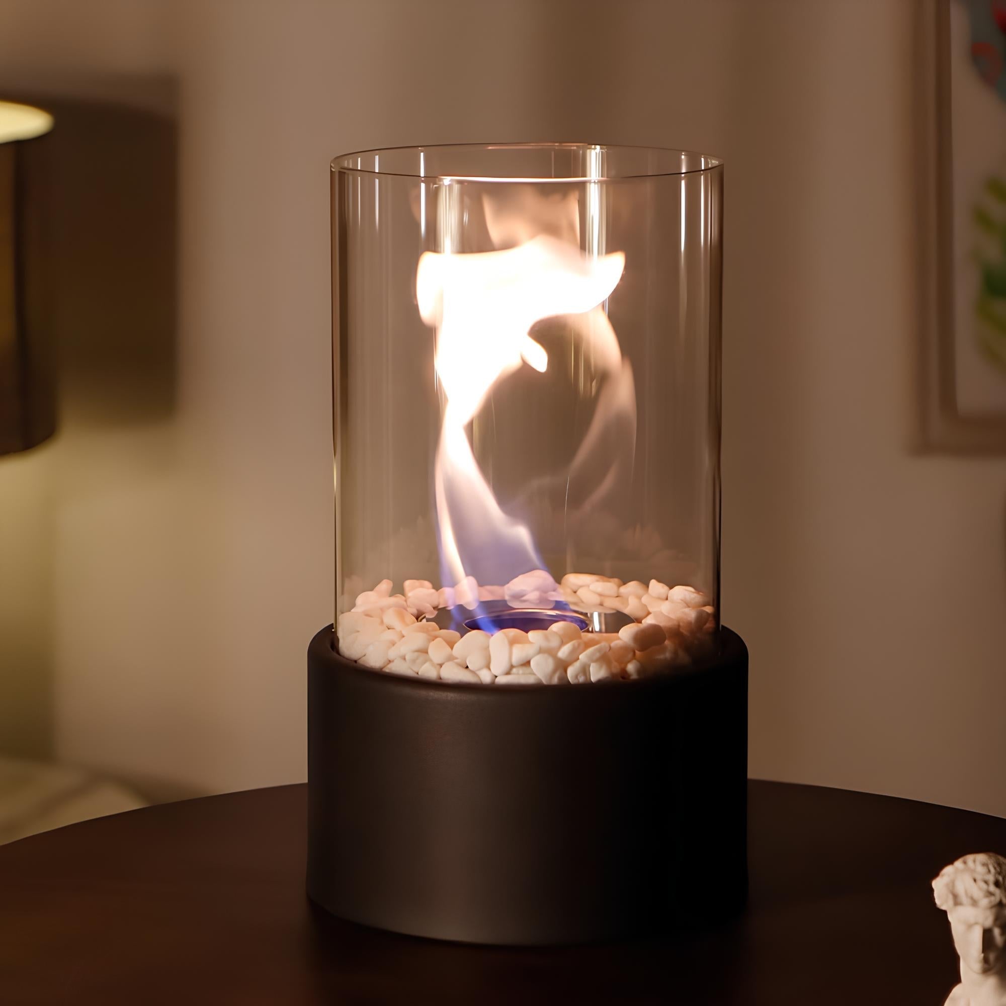 Everlasting Flame™ Öllampe mit Glaszylinder und Dekosteinen