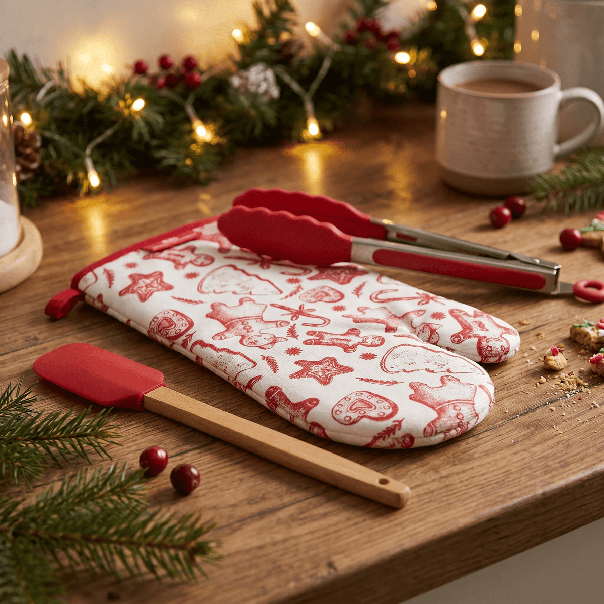 Backset „Christmas Bakery“ mit Ofenhandschuh, Zange und Spatel