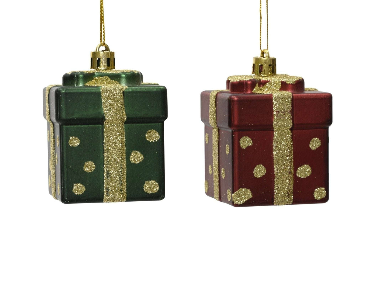 Baumschmuck Geschenk 4er-Set Rot/Grün (6,8 x 5 x 5 cm)