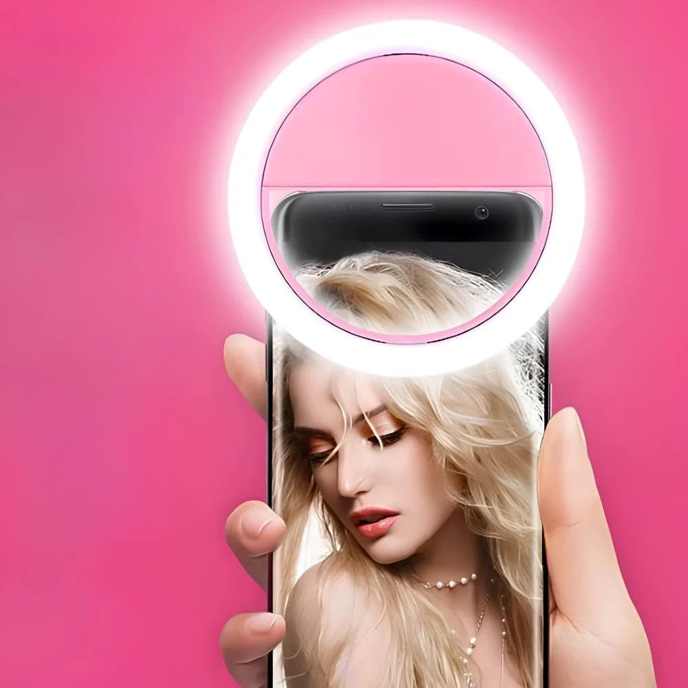 Kompaktes Selfie-Ringlicht mit Clip und einstellbarer Helligkeit