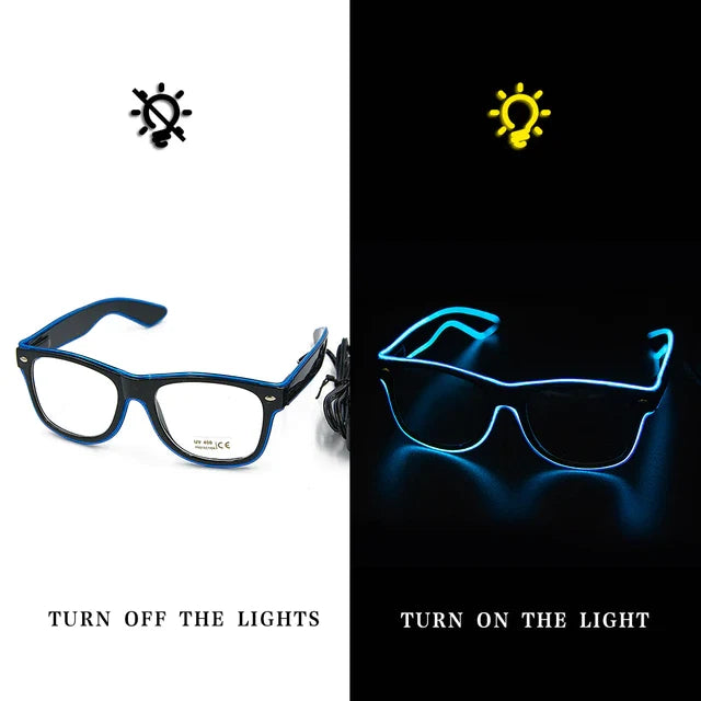 Leuchtende Neonbrille mit Farbwechsel und Lichtmodi