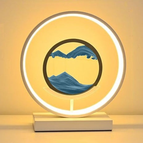 Horizont-Tischleuchte mit Sandspiel und LED-Beleuchtung