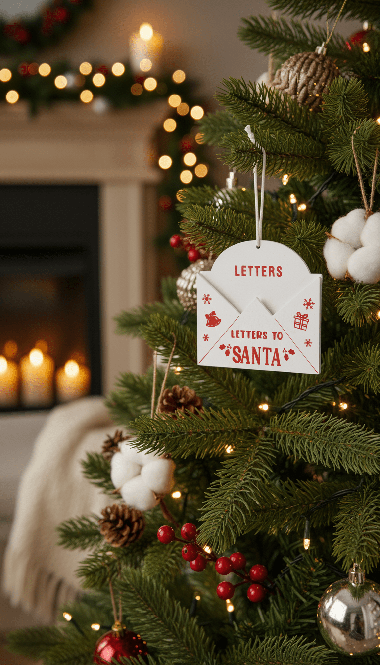 Brief-Baumschmuck „Letters to Santa“ – Weiß (10 x 10,5 cm)