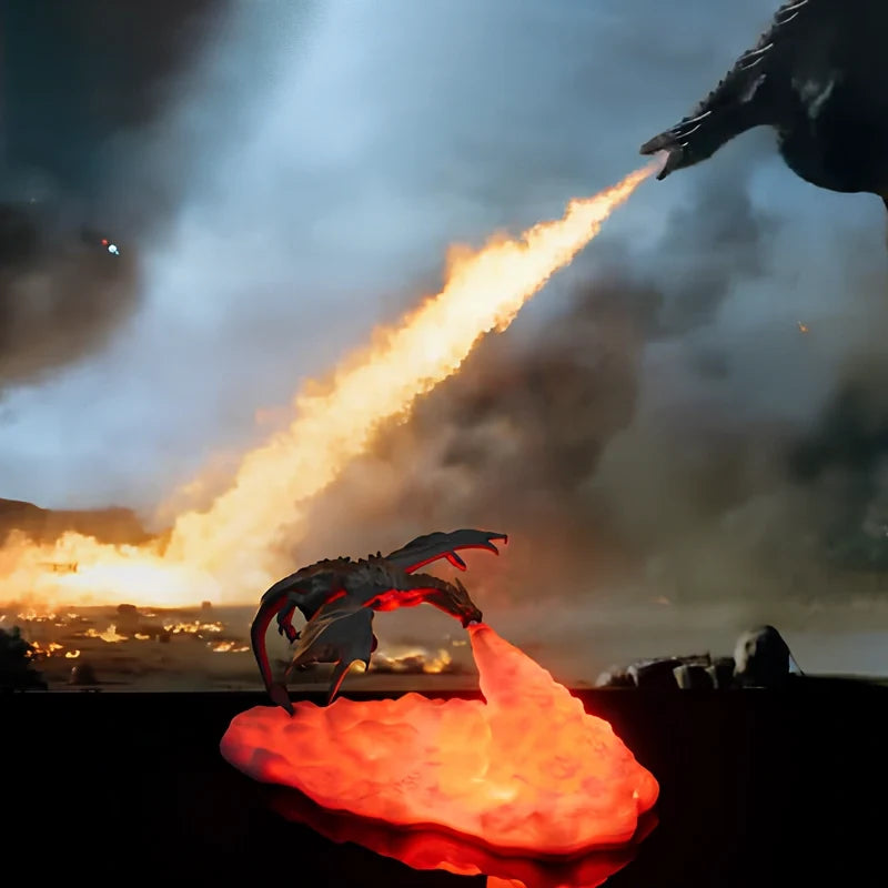 Dracarys Drachenlicht 3D Nachtlicht mit Flammeneffekt, kabellos