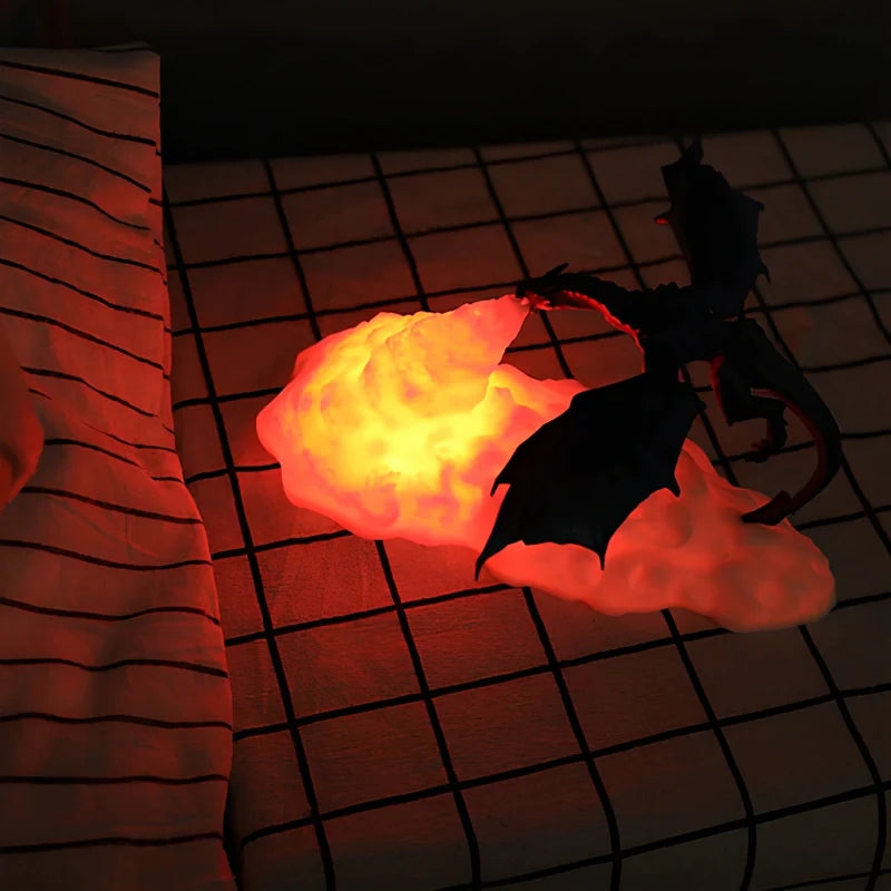 Dracarys Drachenlicht 3D Nachtlicht mit Flammeneffekt, kabellos