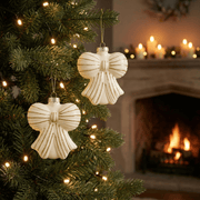 Christbaumanhänger Schleife Creme/Gold 12-tlg. (10 x 9 x 4 cm)