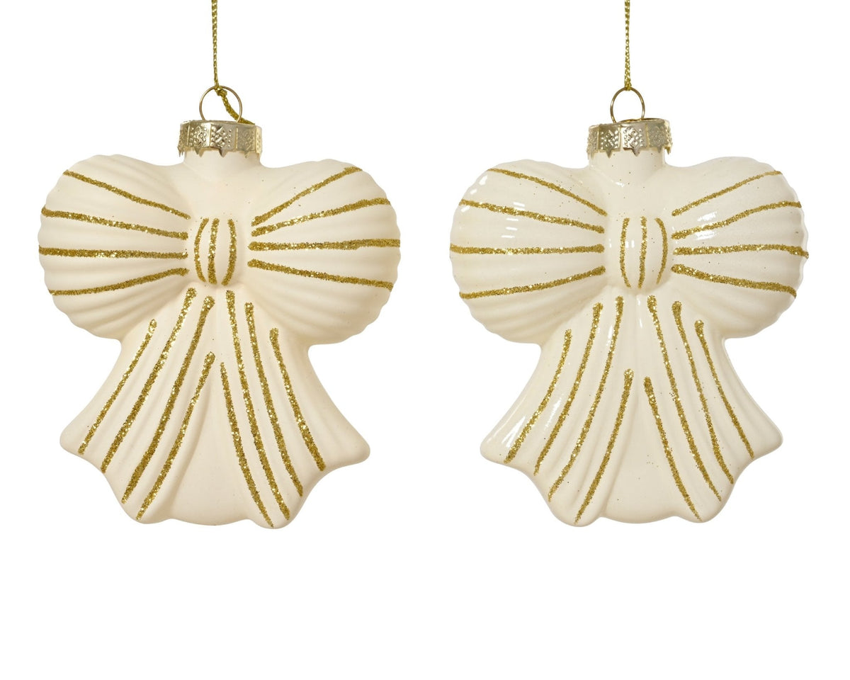 Christbaumanhänger Schleife Creme/Gold 12-tlg. (10 x 9 x 4 cm)
