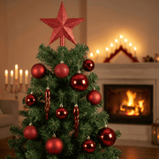 Christbaumkollektion Rot 33-tlg. (Ø 8 cm) inkl. Spitze (Ø 19 cm)