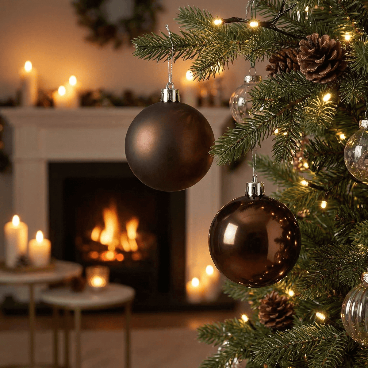 Christbaumkugel Bronze 4-tlg. (Ø 10 cm)