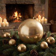Christbaumkugel Glanz Champagner (Ø 25 cm)