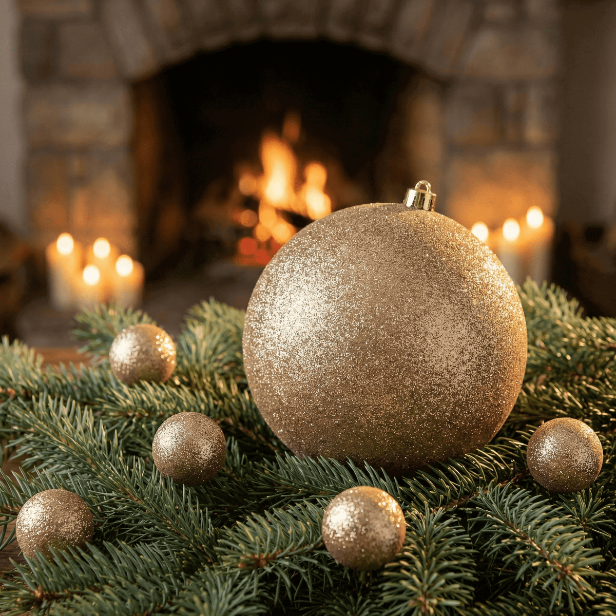 Christbaumkugel Glitzer Gold (Ø 25 cm)