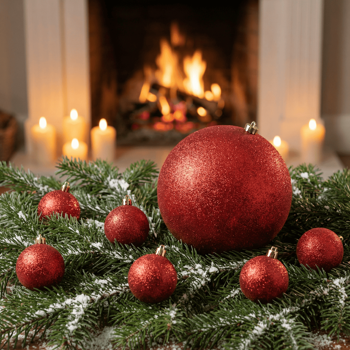 Christbaumkugel Glitzer Rot (Ø 25 cm)
