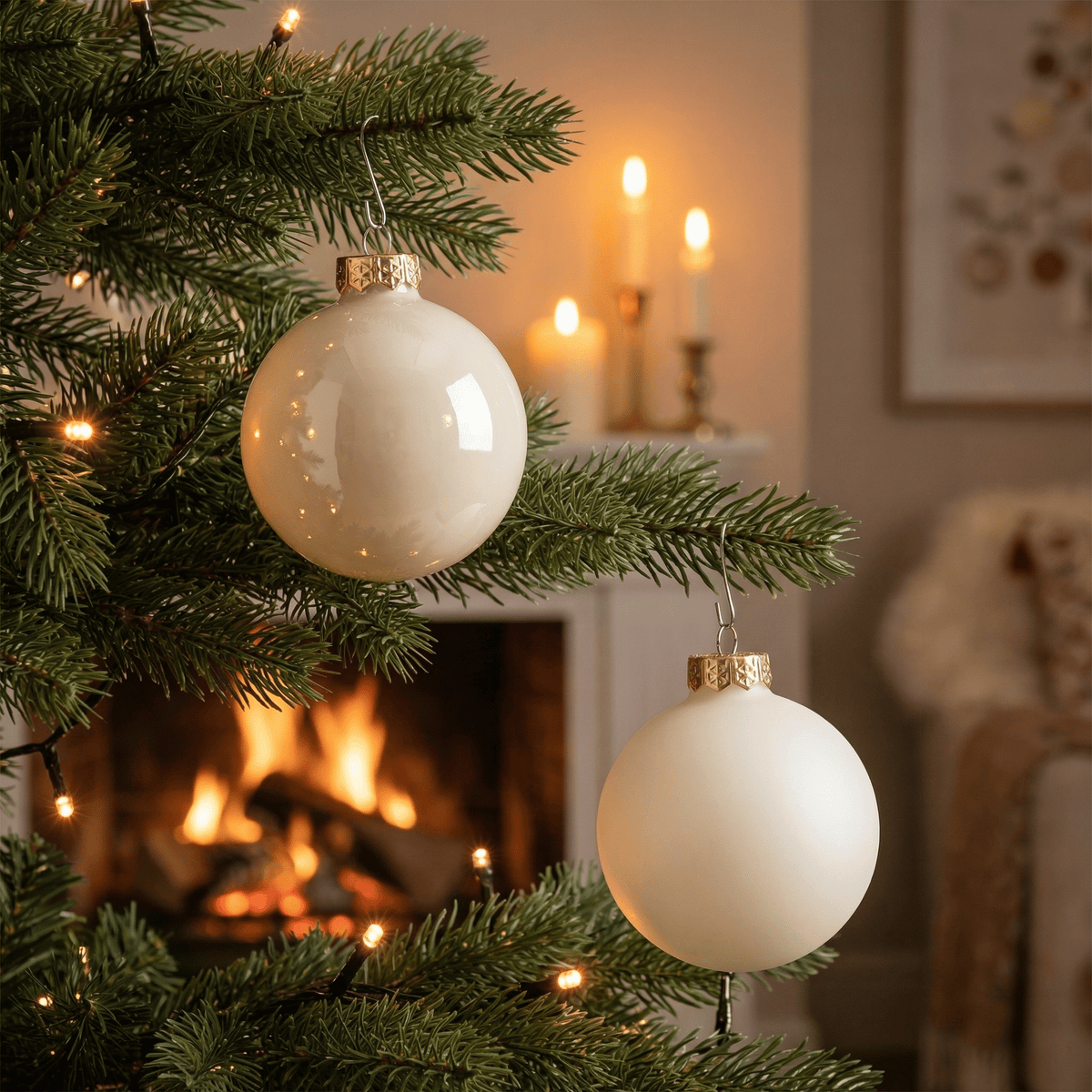 Christbaumkugel-Mix Wollweiss 20-tlg. (Ø 6 cm)