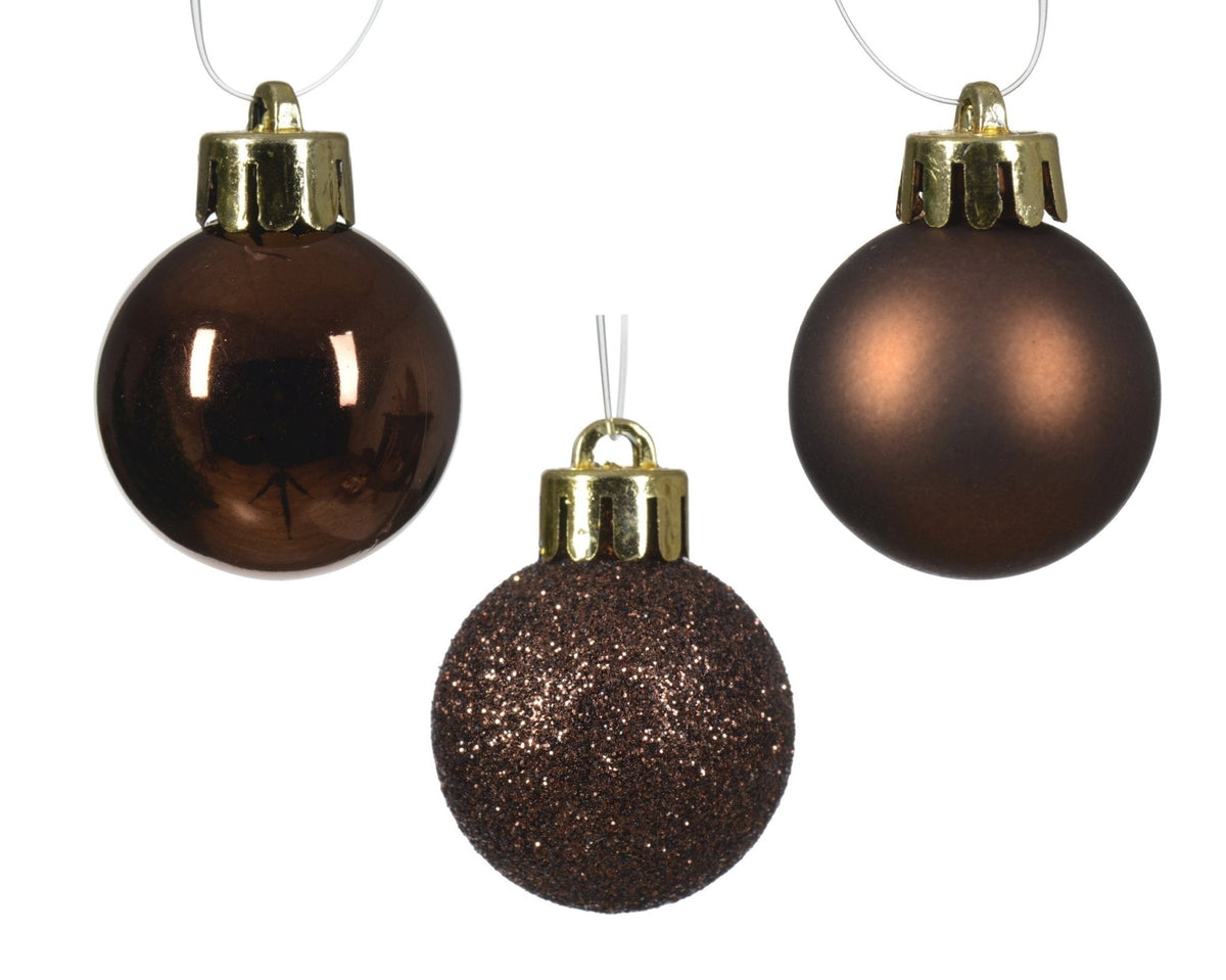 Christbaumkugeln Espresso-Mix 14-tlg. (Ø 3 cm)