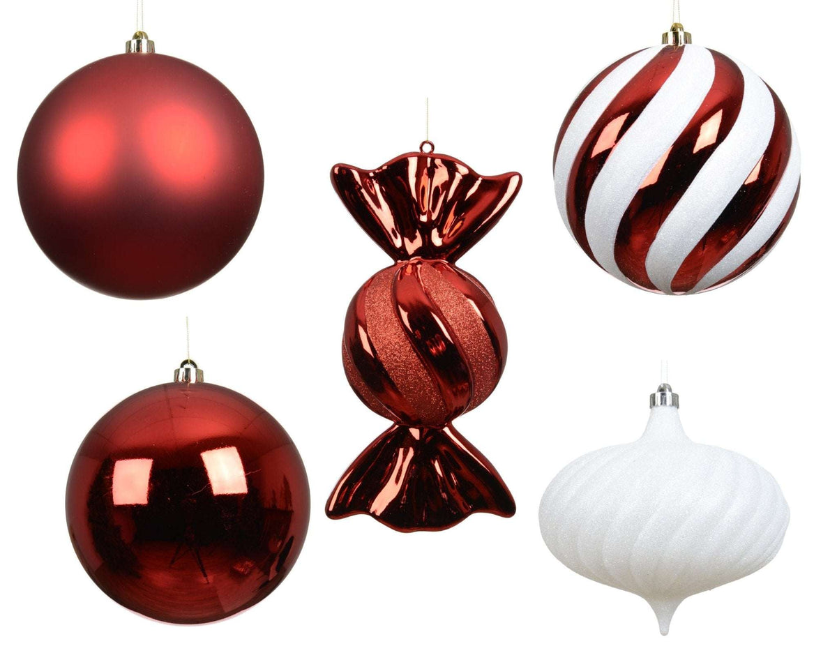 Christbaumkugeln Rubin & Schnee 6-tlg. (Ø 20 cm)