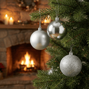 Christbaumkugeln Silber-Mix 34-tlg. (8 cm)