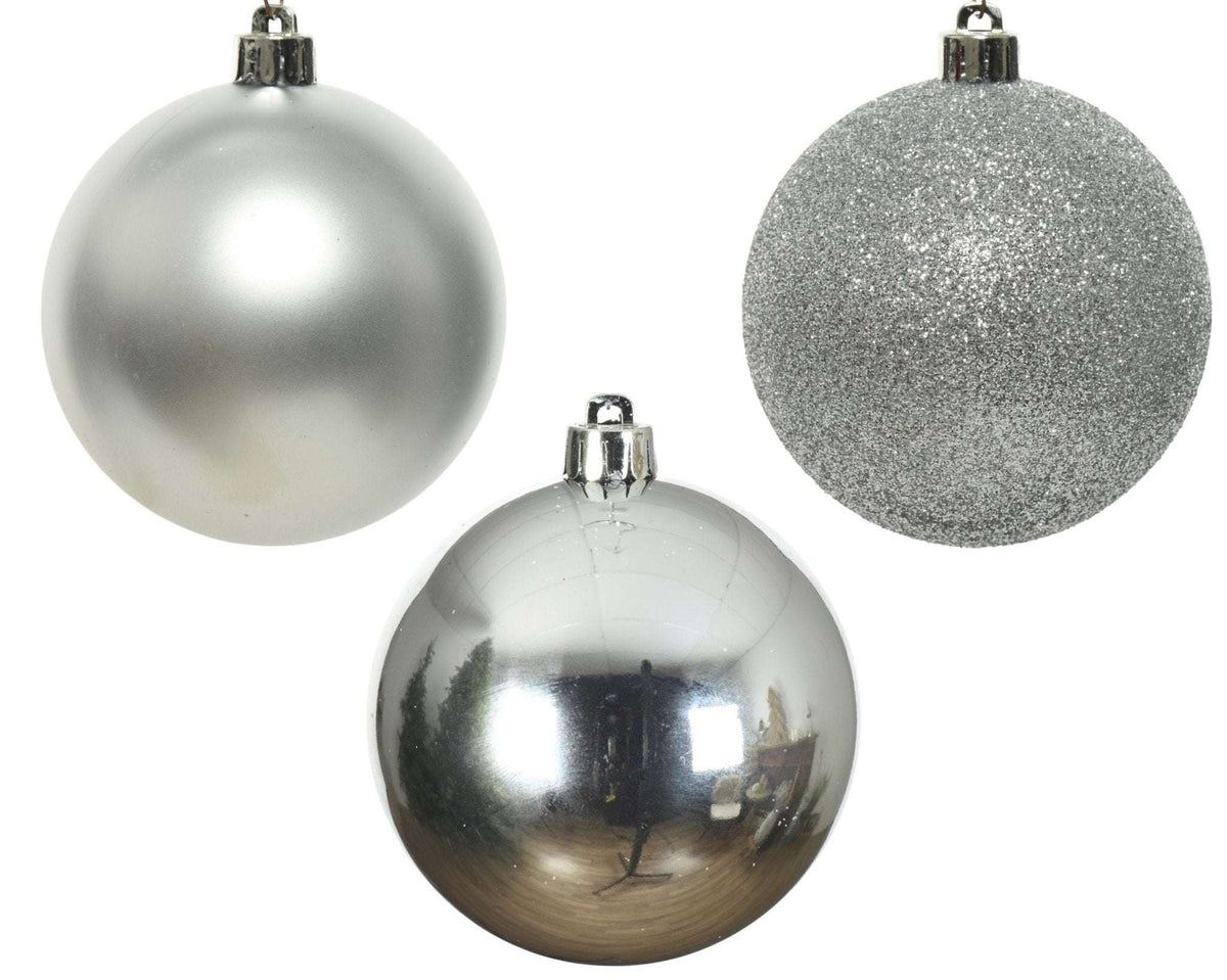 Christbaumkugeln Silber-Mix 34-tlg. (8 cm)