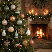 Christbaumschmuck-Set Nostalgie-Mix Grün/Gold 25-tlg. (8 cm)