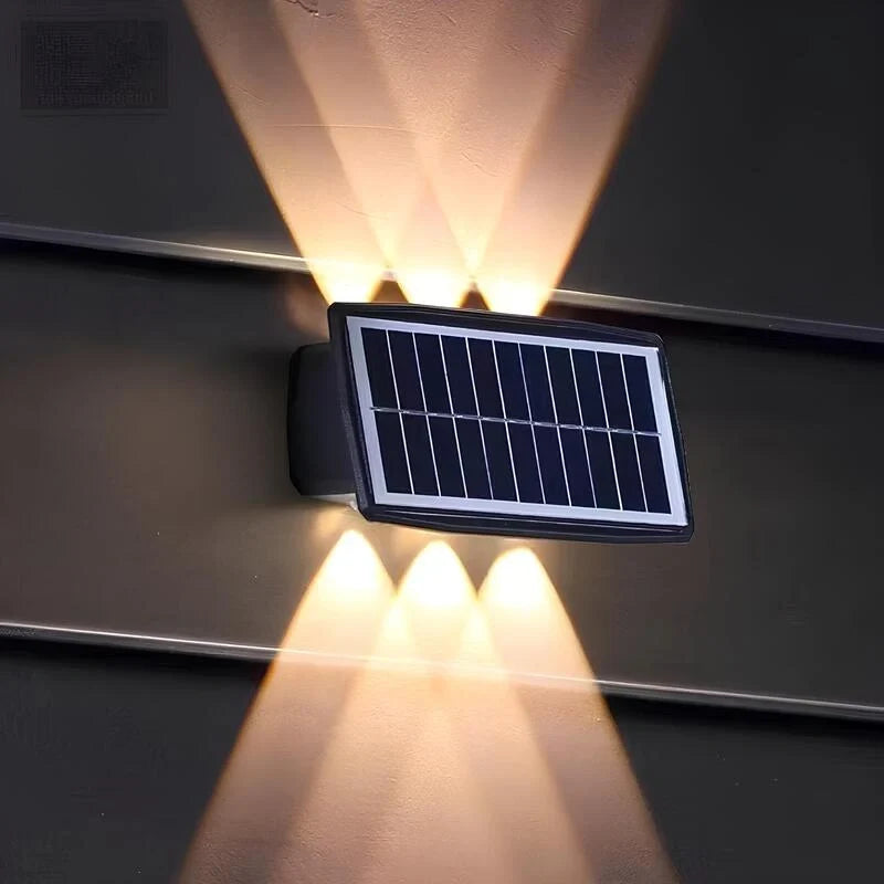 Solarbetriebene Wandleuchte mit zwei Lichtmodi für Außen