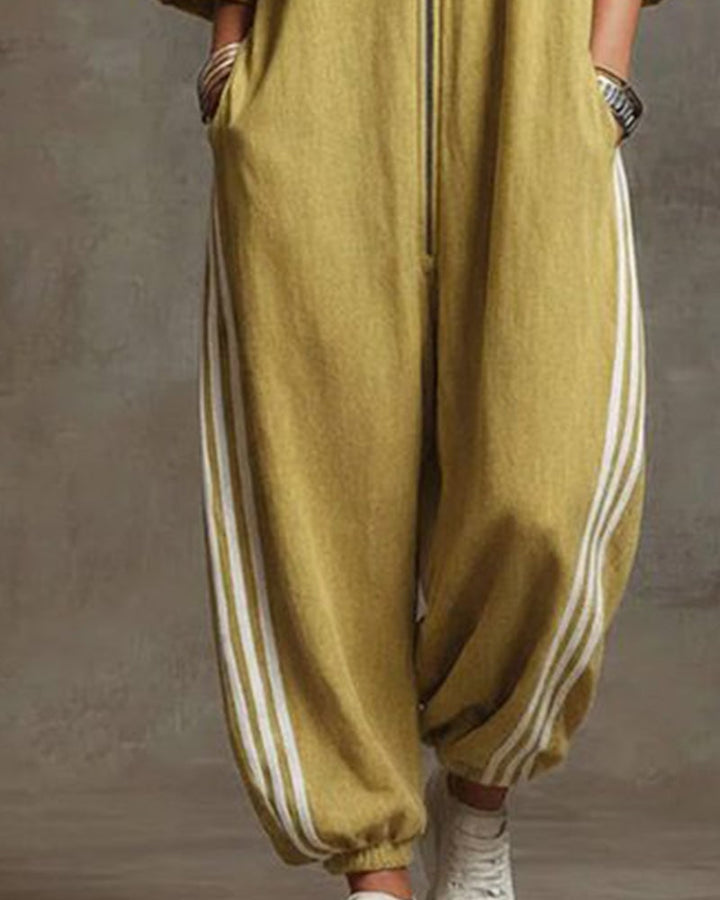 Leonora | Striped tracksuit, sporty style with zip