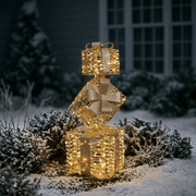 Deko-Geschenketurm mit LED in Gold (73 x 25 x 25 cm) Indoor/Outdoor
