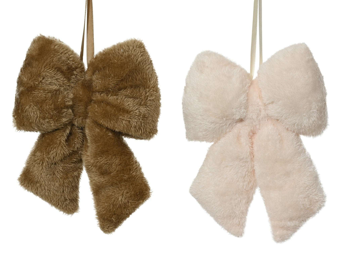 Deko-Schleifen Plüsch 2er-Set klein Braun/Beige (23 x 17 x 5 cm)