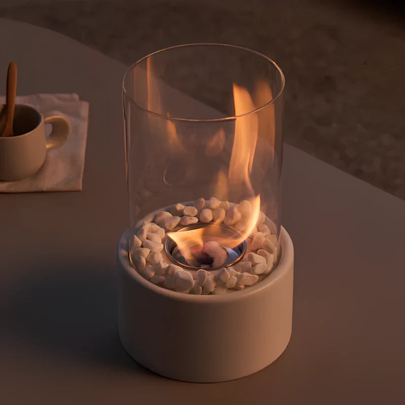 Everlasting Flame™ Öllampe mit Glaszylinder und Dekosteinen