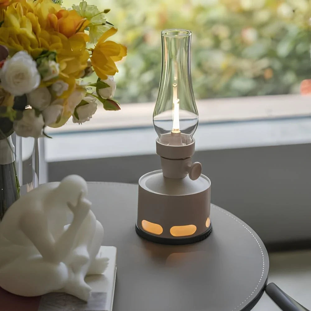 LED Vintage Laterne mit USB-Ladefunktion und Puster-Aus