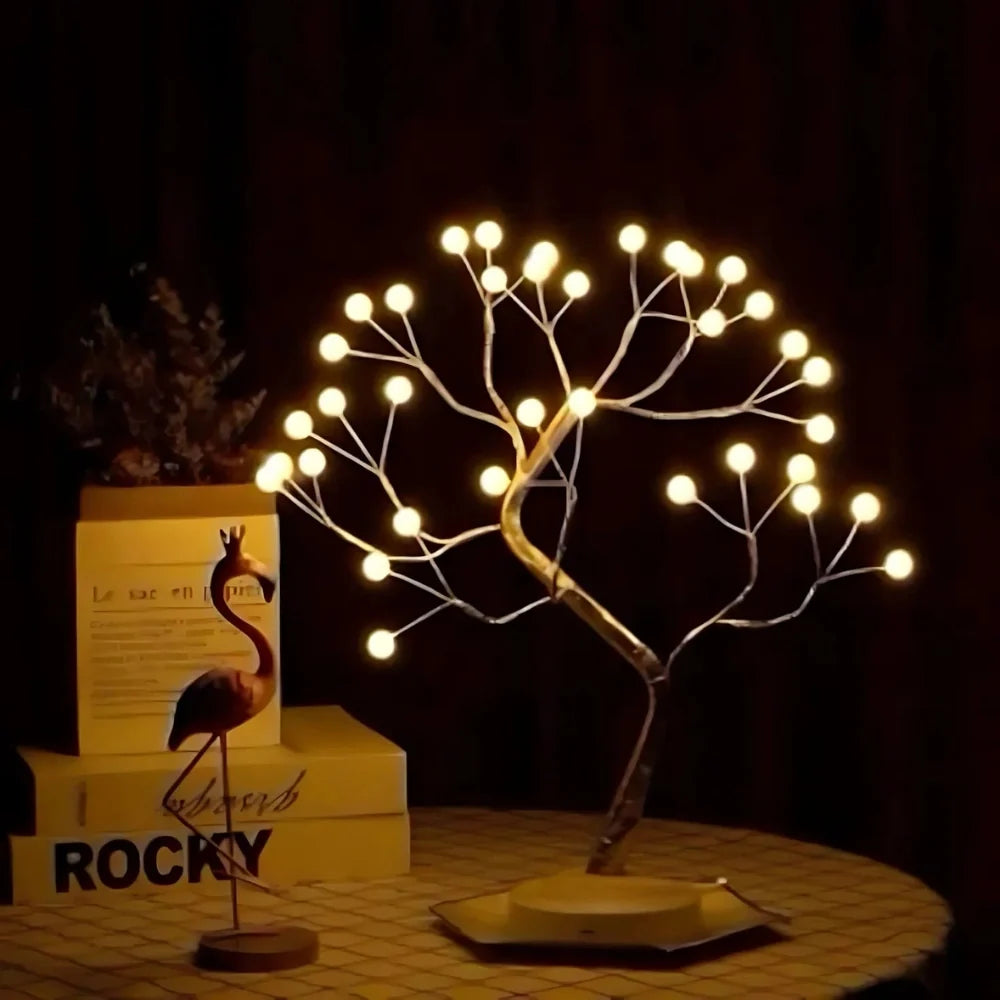 Feenbaum mit warmweißem Licht, verstellbare Zweige, Tropfen- oder Perlen-Variante