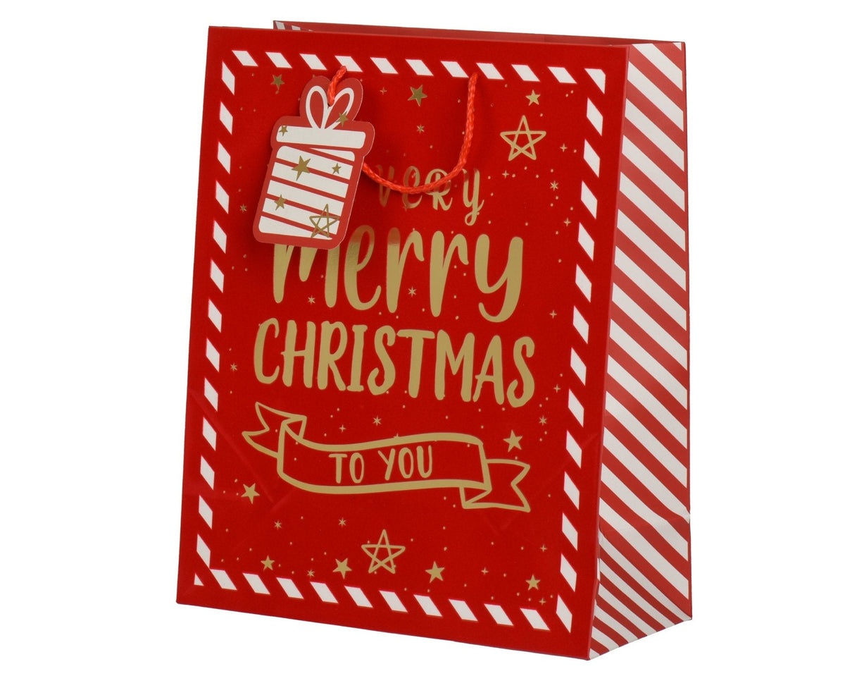 Geschenktasche „Merry Christmas“ Rot (32 x 26 x 12 cm)