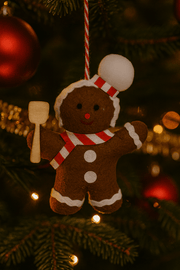 Gingerbreadman-Anhänger – 4er-Set Stoff (10 cm)
