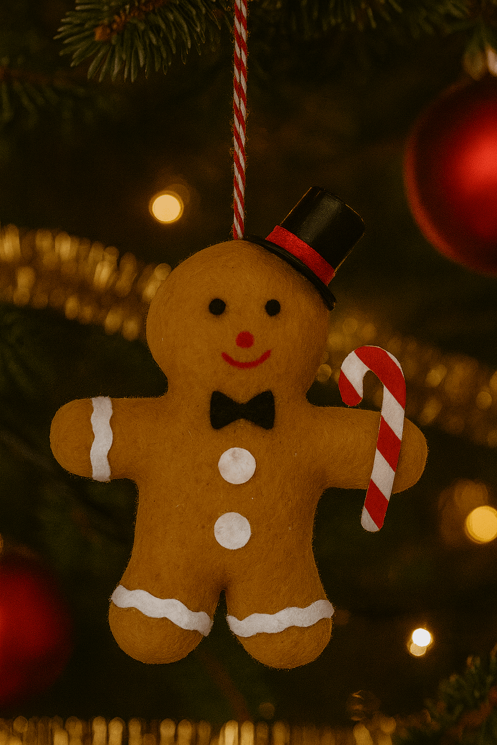 Gingerbreadman-Anhänger – 4er-Set Stoff (10 cm)