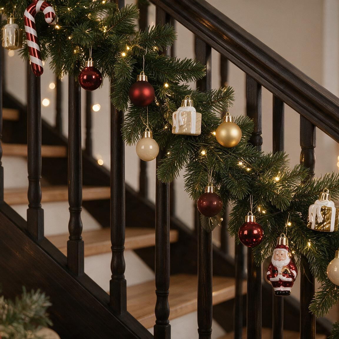 LED-Tannengirlande mit 21 Weihnachtsanhängern - Sparset