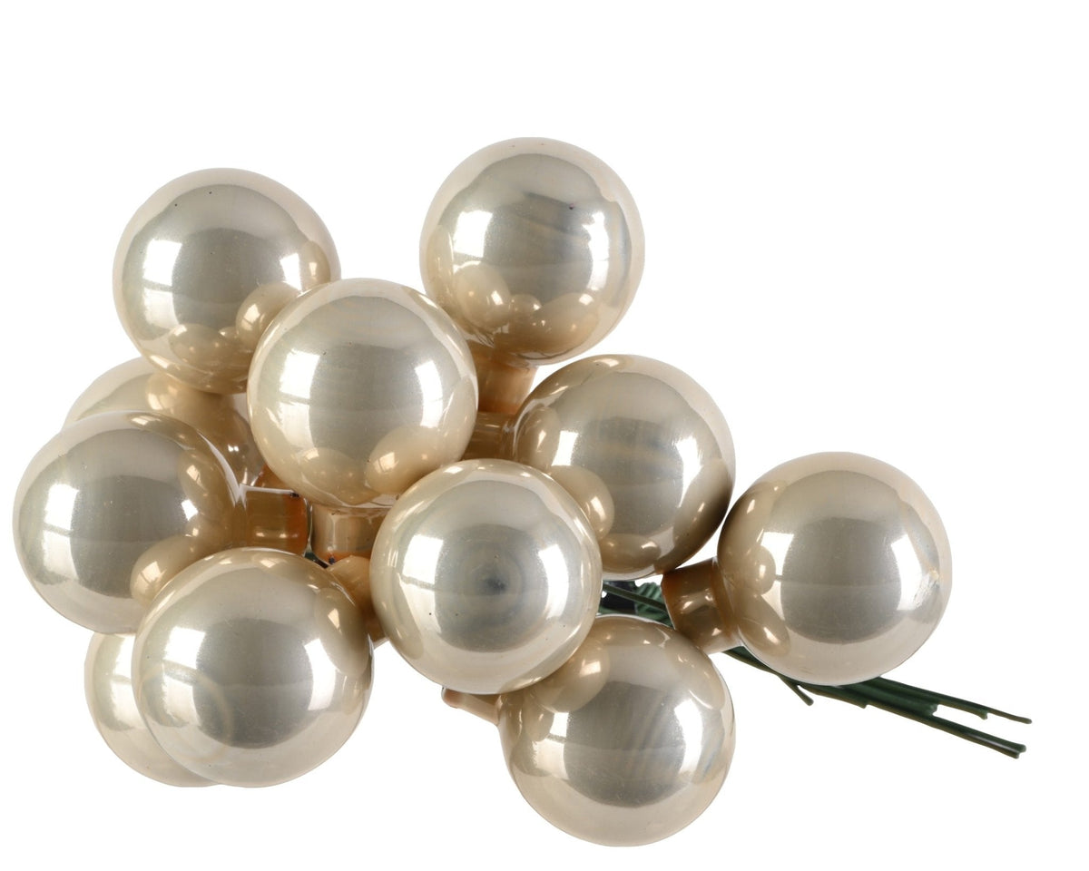 Glasdeko-Kugeln Champagner – 12er-Set (2,5 cm)