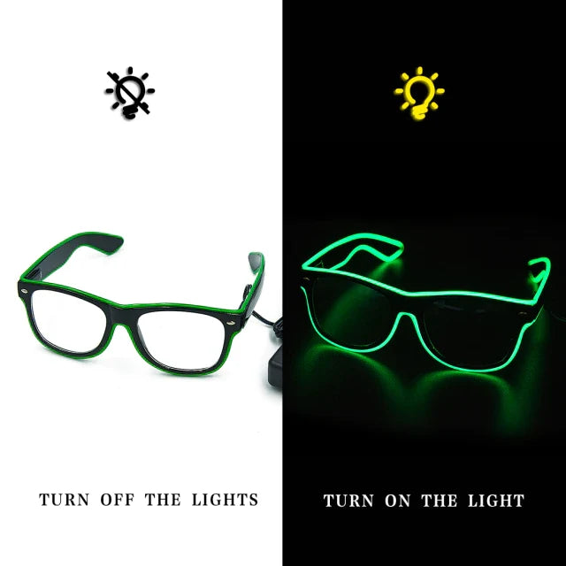 Leuchtende Neonbrille mit Farbwechsel und Lichtmodi