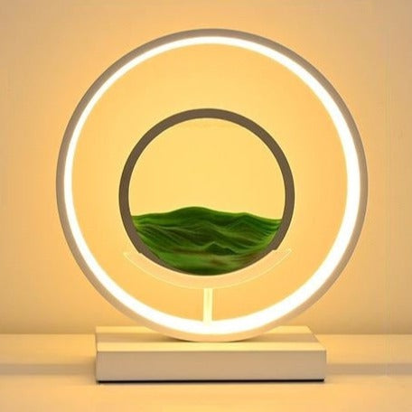 Horizont-Tischleuchte mit Sandspiel und LED-Beleuchtung