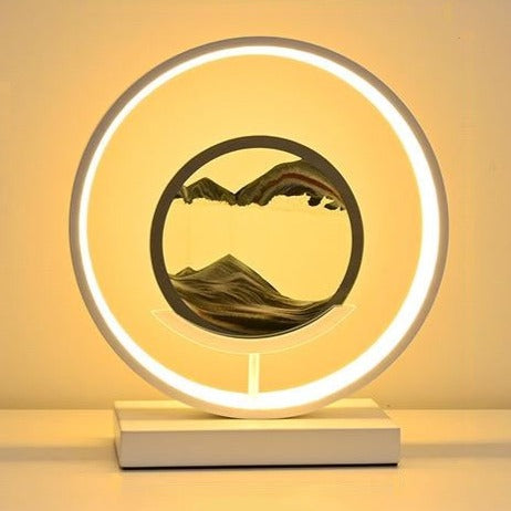 Horizont-Tischleuchte mit Sandspiel und LED-Beleuchtung