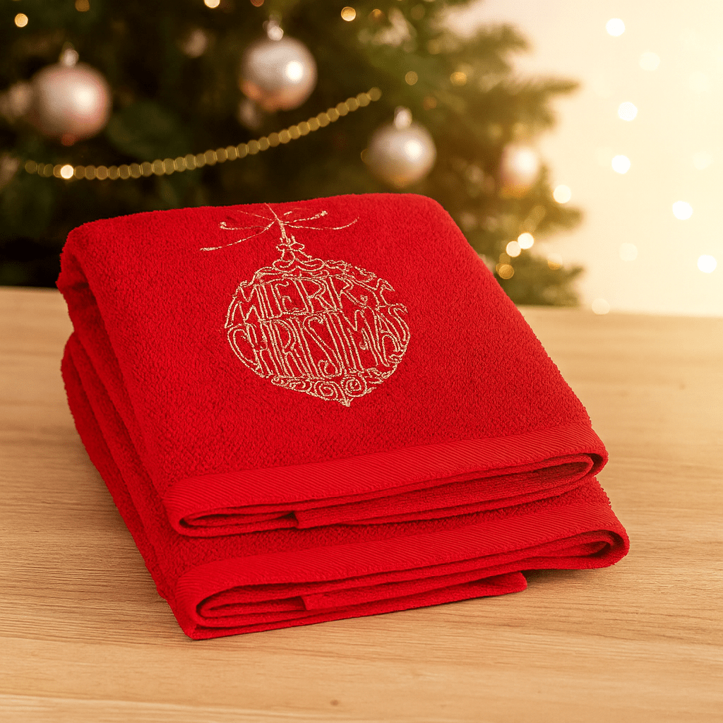 Handtuchset „Merry Christmas" Rot 2-teilig
