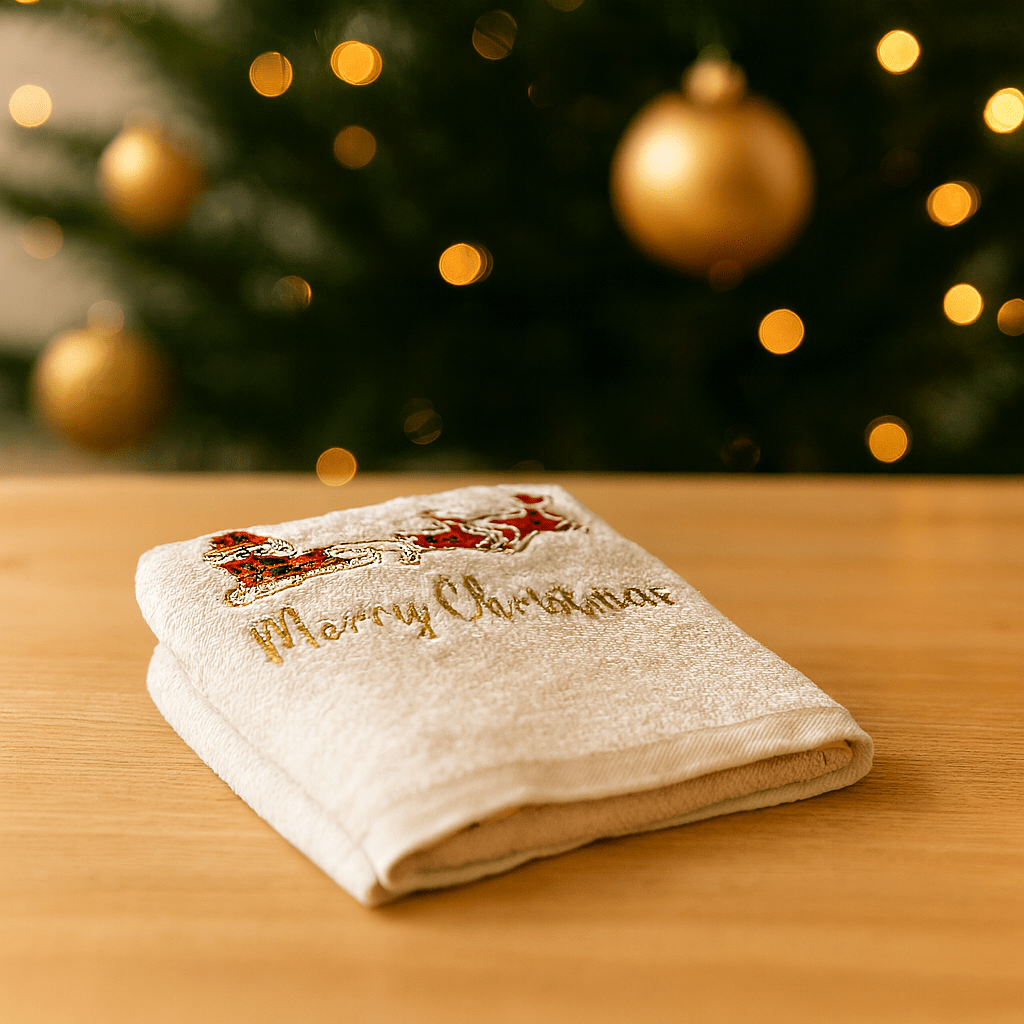 Handtuchset „Merry Christmas" Weiß 2-teilig