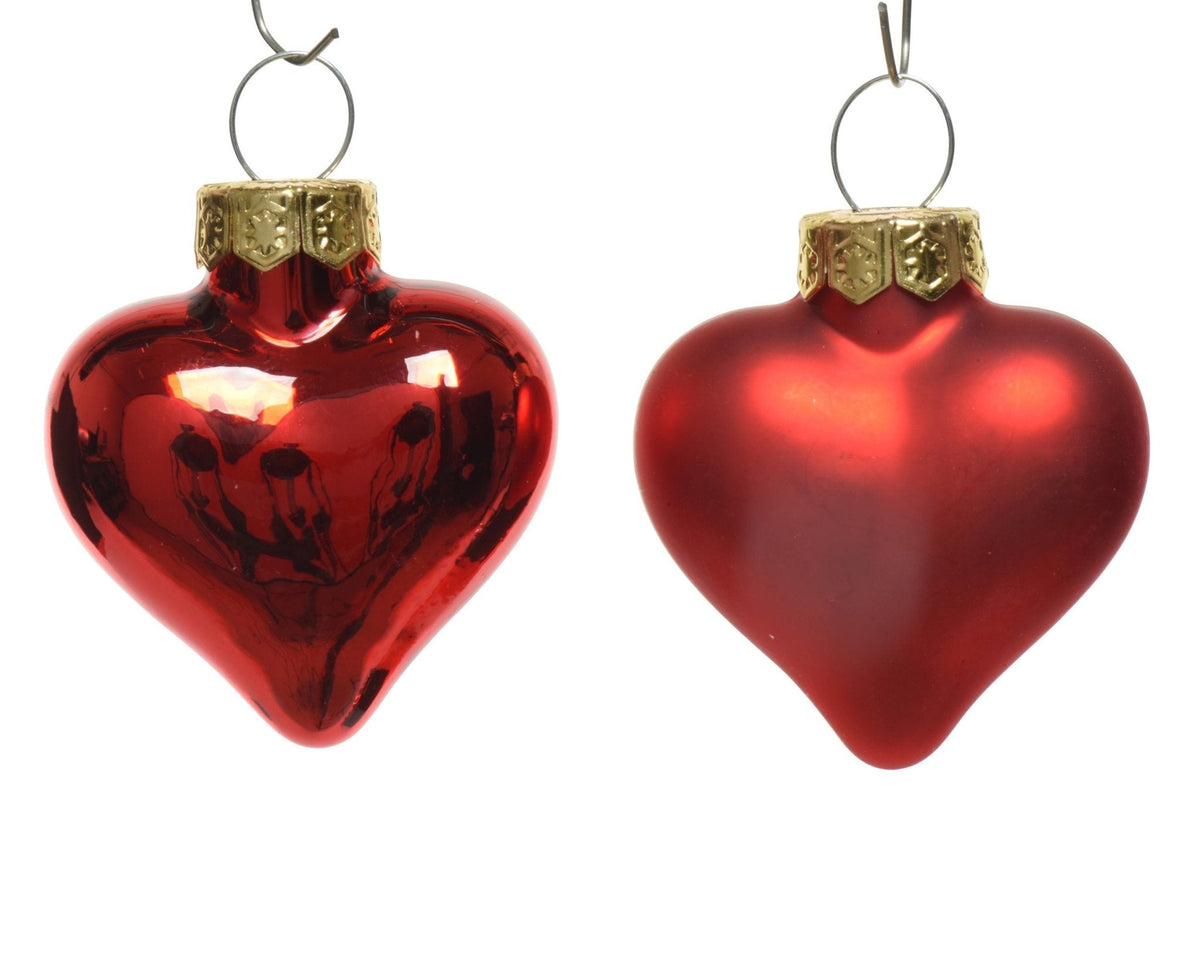 Herzanhänger „Christmas Love“ Rot matt/glänzend 12-tlg. (Ø 4,5 cm)