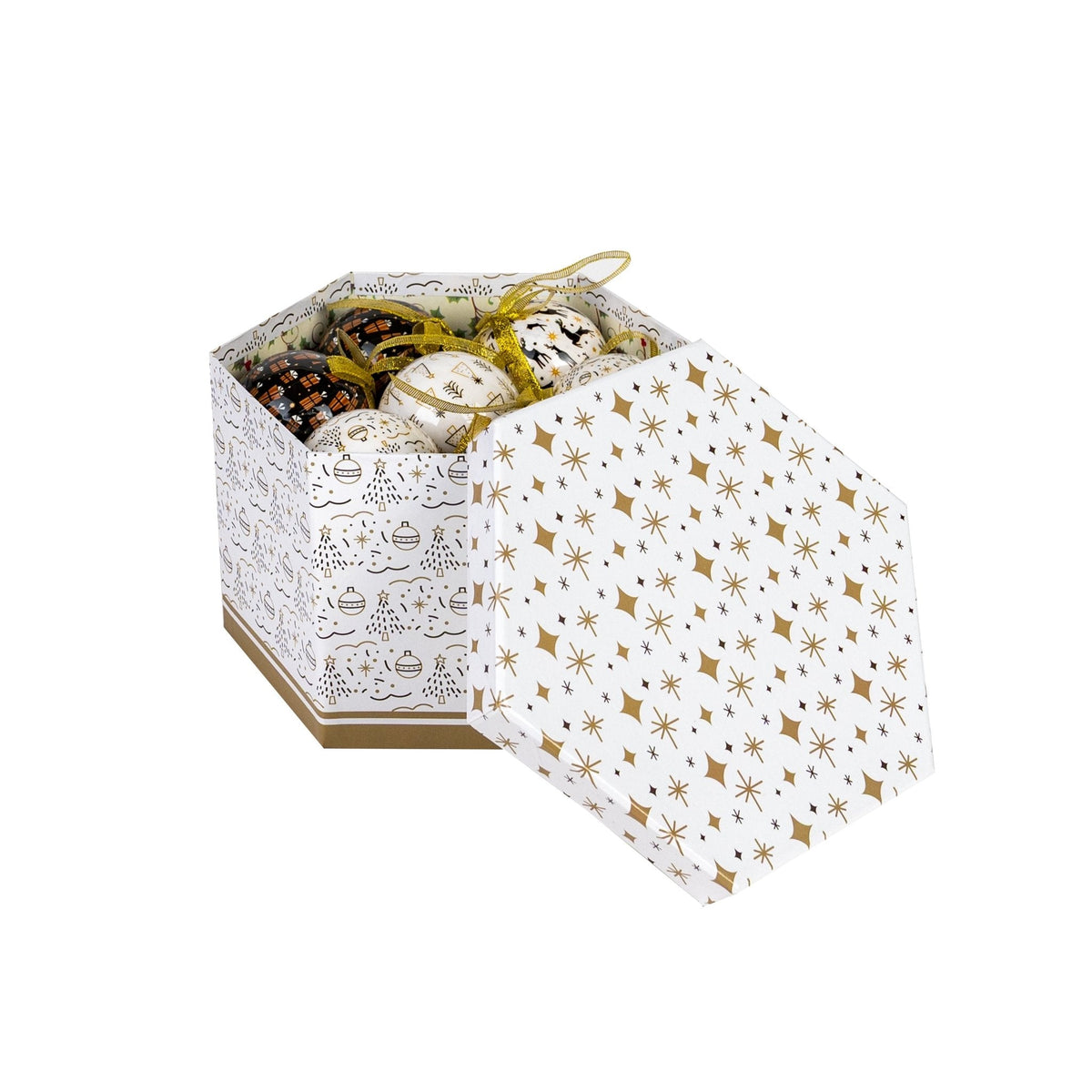 Kugelbox „Modern X-Mas“ 15-teilig in Schwarz, Weiß und Gold