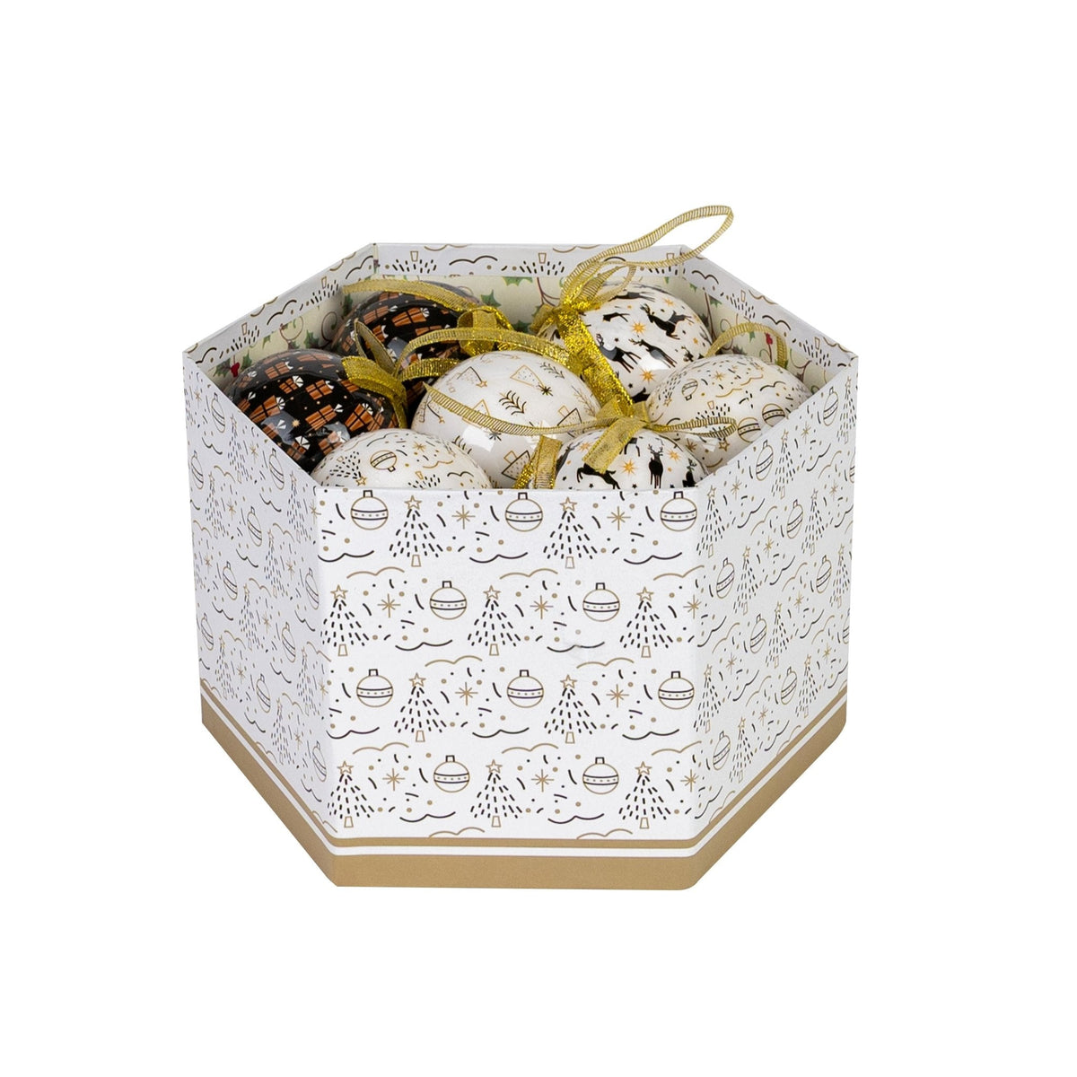 Kugelbox „Modern X-Mas“ 15-teilig in Schwarz, Weiß und Gold