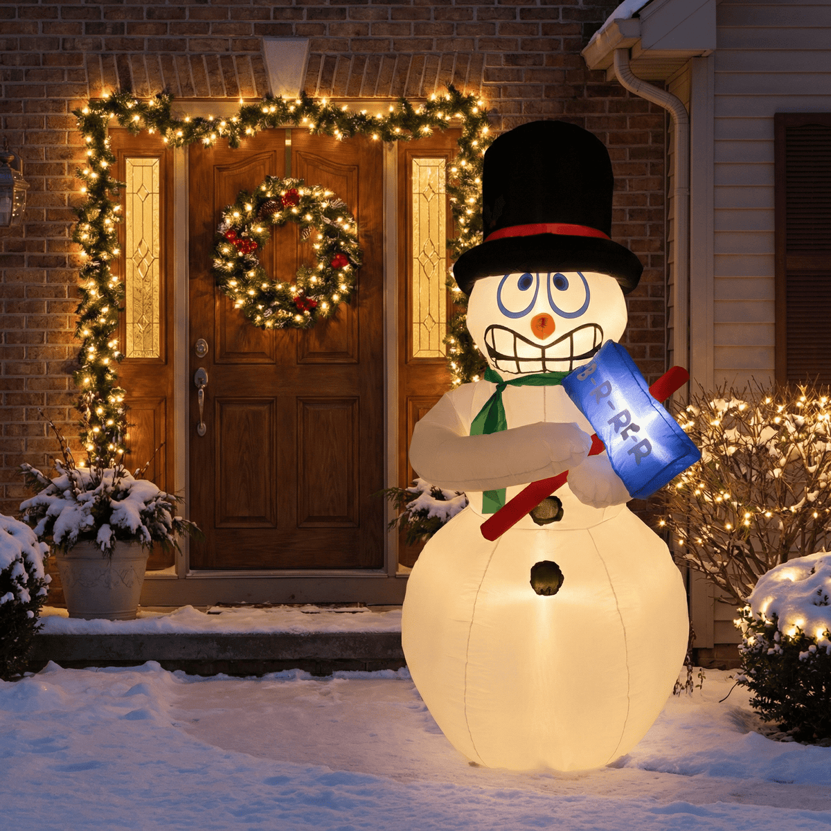 Aufblasbarer LED-Schneemann Outdoor (175 x 80 x 70 cm)