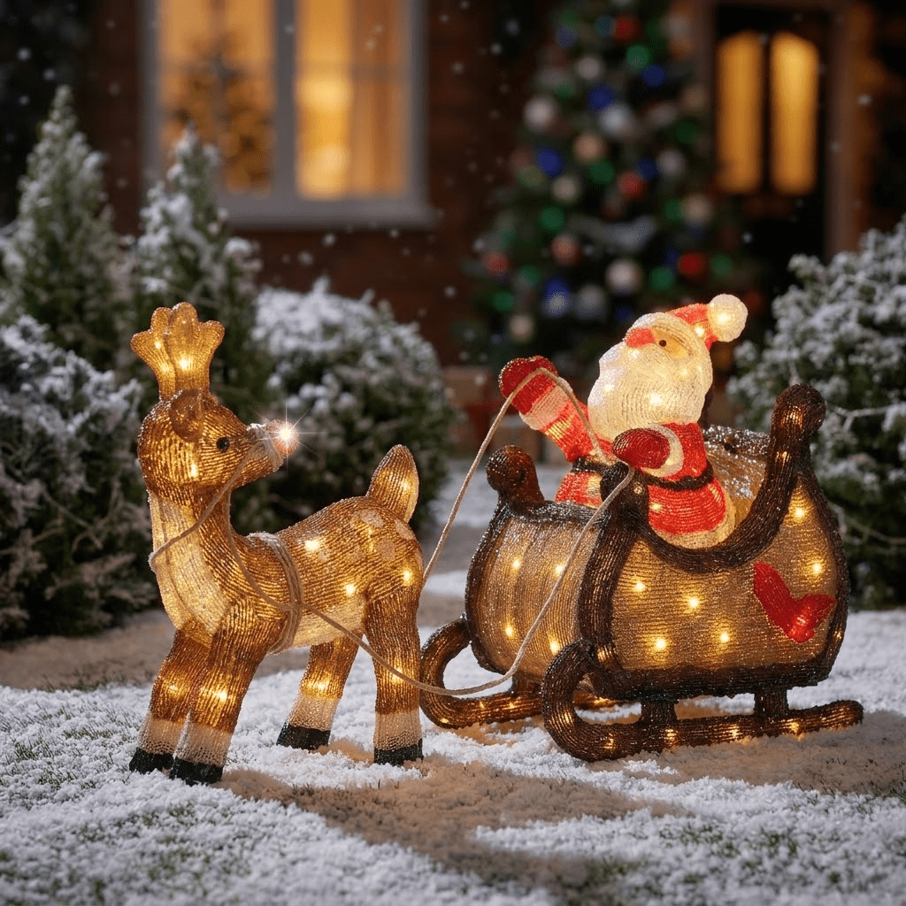 LED-Dekofigur „Zauberhafte Schlittenfahrt“ (82,5 x 33 x 47 cm)